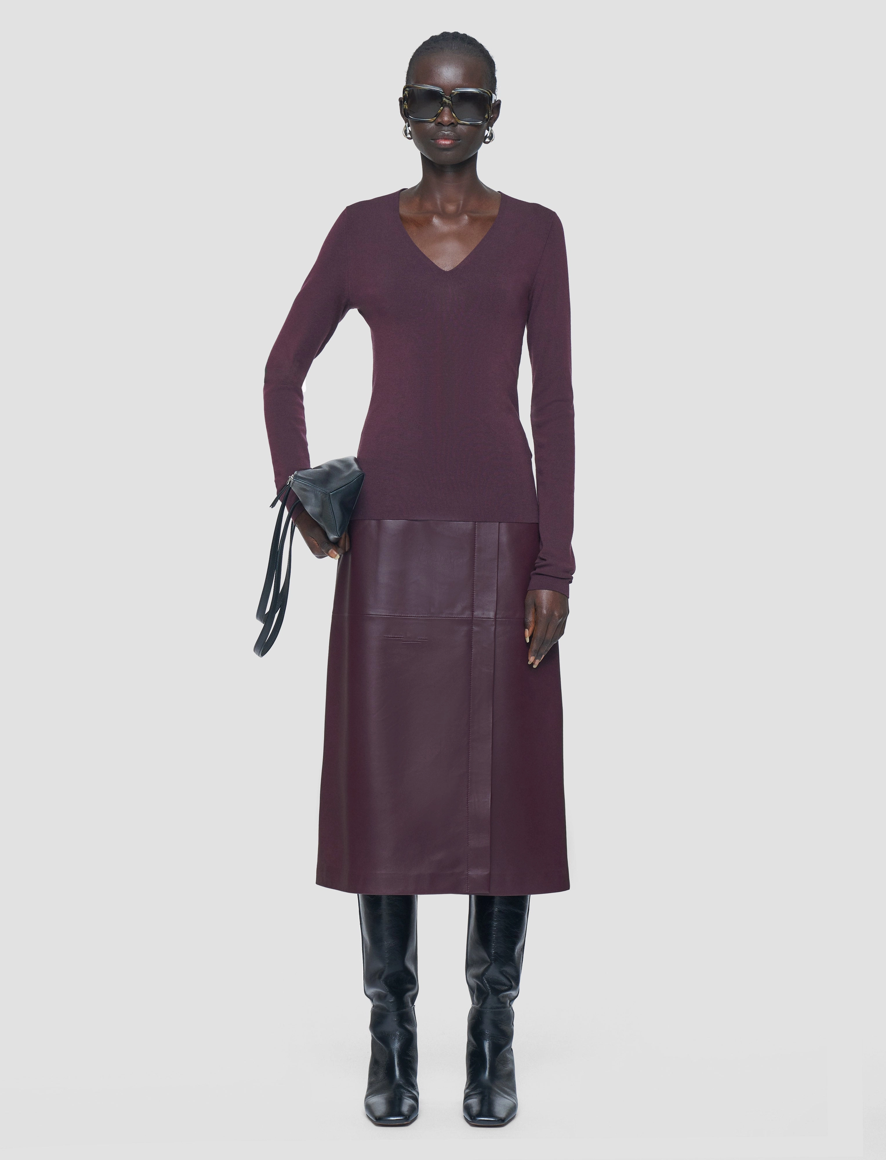 Silk Stretch V Neck Top