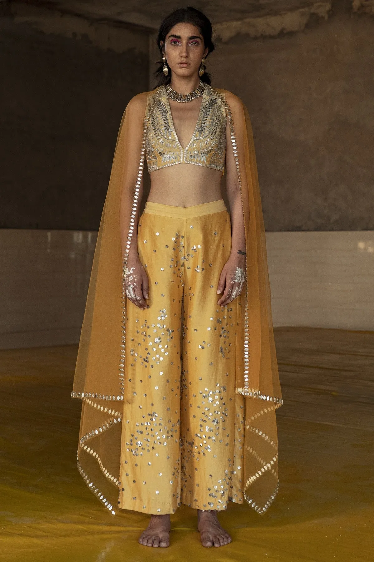 Silver Embroidered Pants