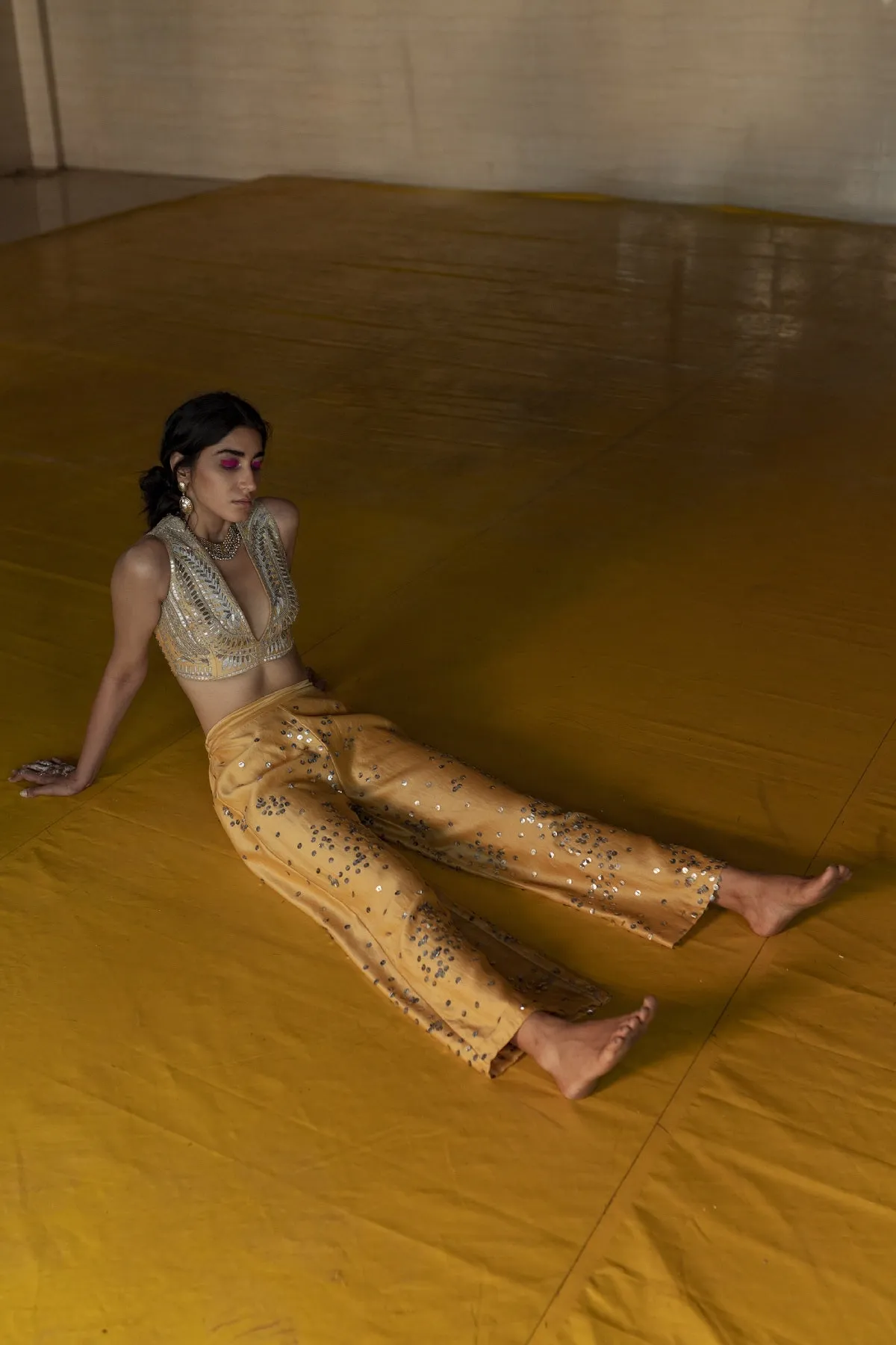 Silver Embroidered Pants
