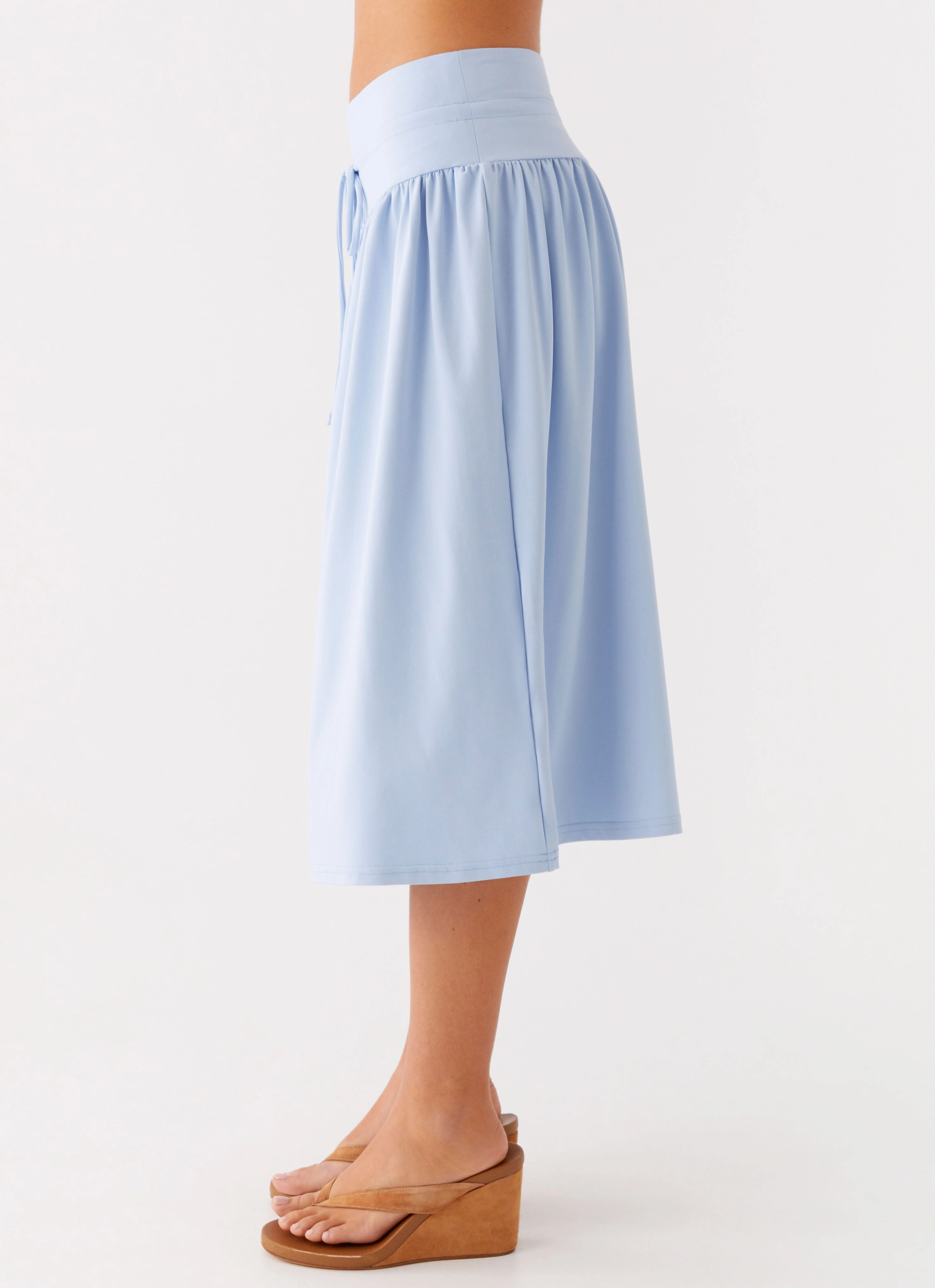 Silver Tides Midi Skirt - Blue