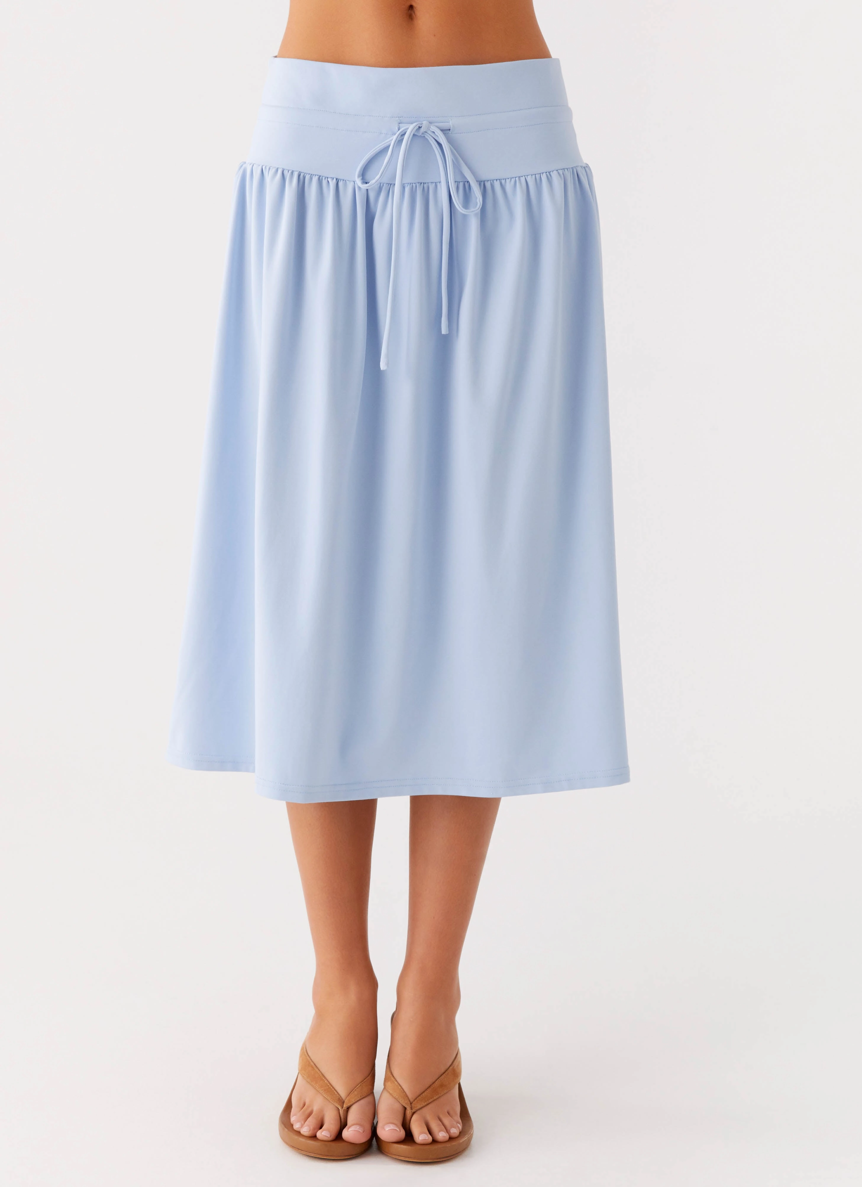 Silver Tides Midi Skirt - Blue