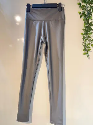 Silver/Grey PU High Waisted Leggings