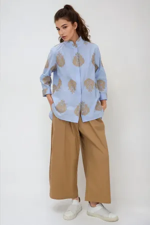 SIMONE ITALIAN COTTON SHIRT WITH GOLDEN EMBROIDERY SIMONE ITALIAN COTTON SHIRT WITH GOLDEN EMBROIDERY