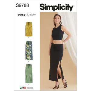 Simplicity Sewing Pattern S9788 Misses' Knit Skirts in Two Lengths
