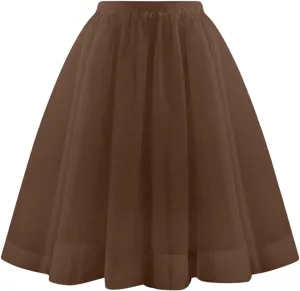 Skirt for Women Tulle Knee Length Long Elastic Waist Puffy Short Skirt Adult Tutu Layered Prom Party Mini Skirt