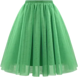 Skirt for Women Tulle Knee Length Long Elastic Waist Puffy Short Skirt Adult Tutu Layered Prom Party Mini Skirt