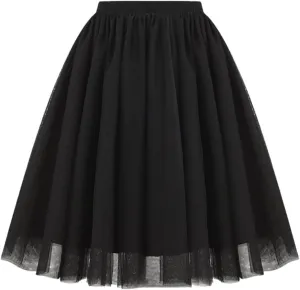 Skirt for Women Tulle Knee Length Long Elastic Waist Puffy Short Skirt Adult Tutu Layered Prom Party Mini Skirt