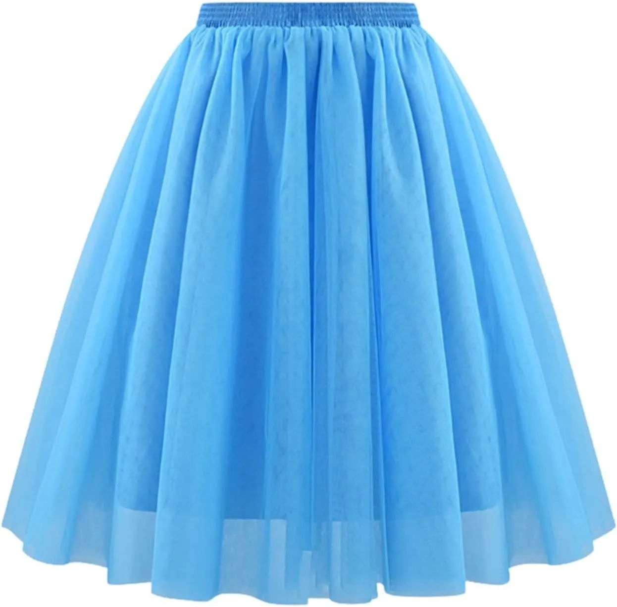 Skirt for Women Tulle Knee Length Long Elastic Waist Puffy Short Skirt Adult Tutu Layered Prom Party Mini Skirt