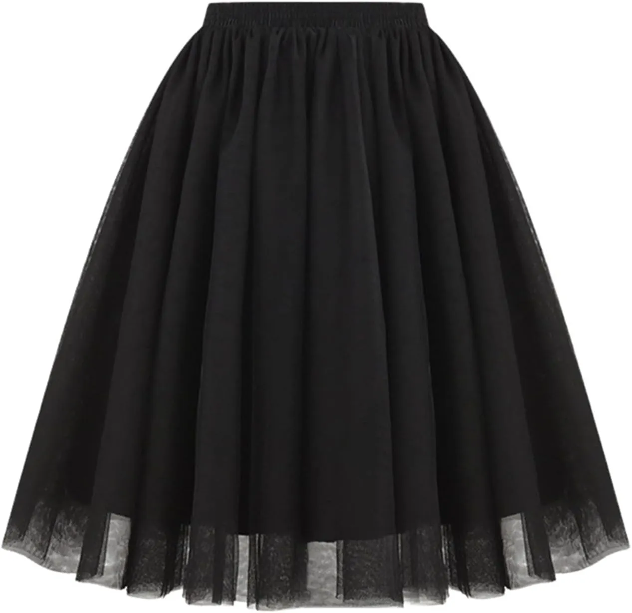 Skirt for Women Tulle Knee Length Long Elastic Waist Puffy Short Skirt Adult Tutu Layered Prom Party Mini Skirt