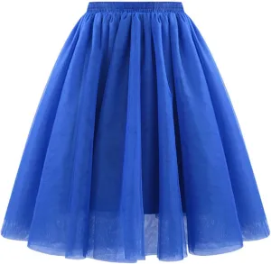 Skirt for Women Tulle Knee Length Long Elastic Waist Puffy Short Skirt Adult Tutu Layered Prom Party Mini Skirt