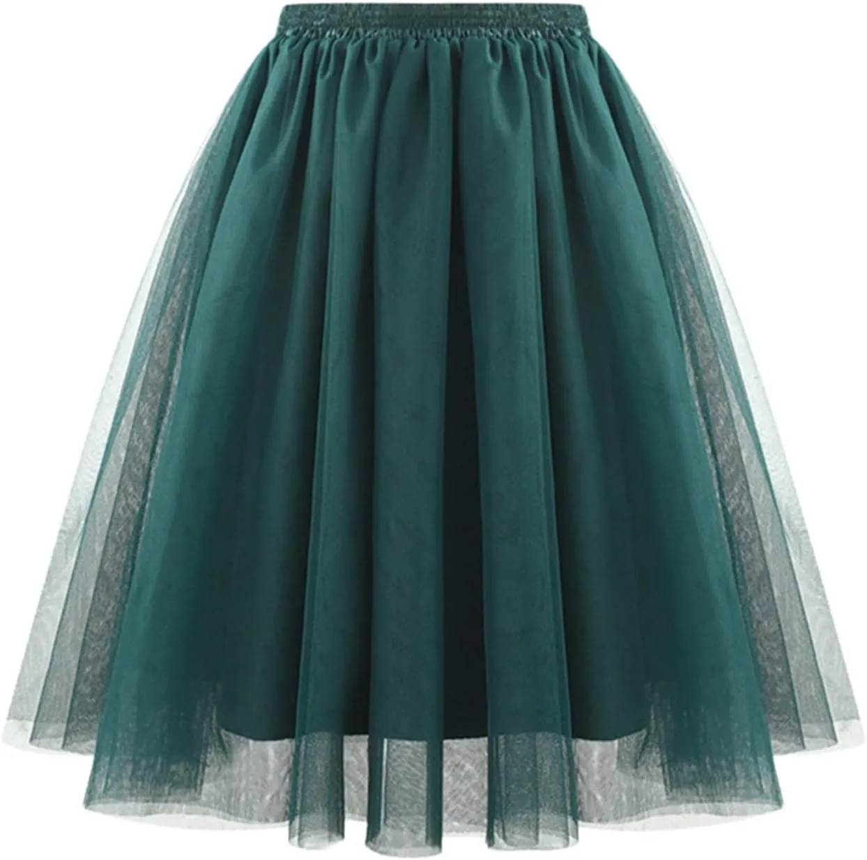 Skirt for Women Tulle Knee Length Long Elastic Waist Puffy Short Skirt Adult Tutu Layered Prom Party Mini Skirt
