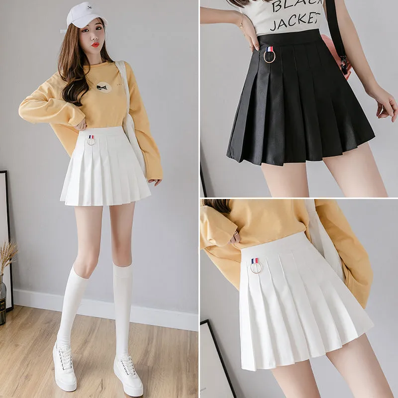 Skirt High Waist Black Inspired Dance A-Line Pleated Women Student Skirt