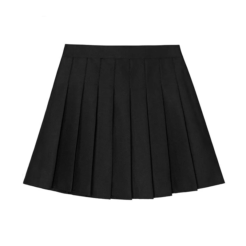 Skirt High Waist Black Inspired Dance A-Line Pleated Women Student Skirt