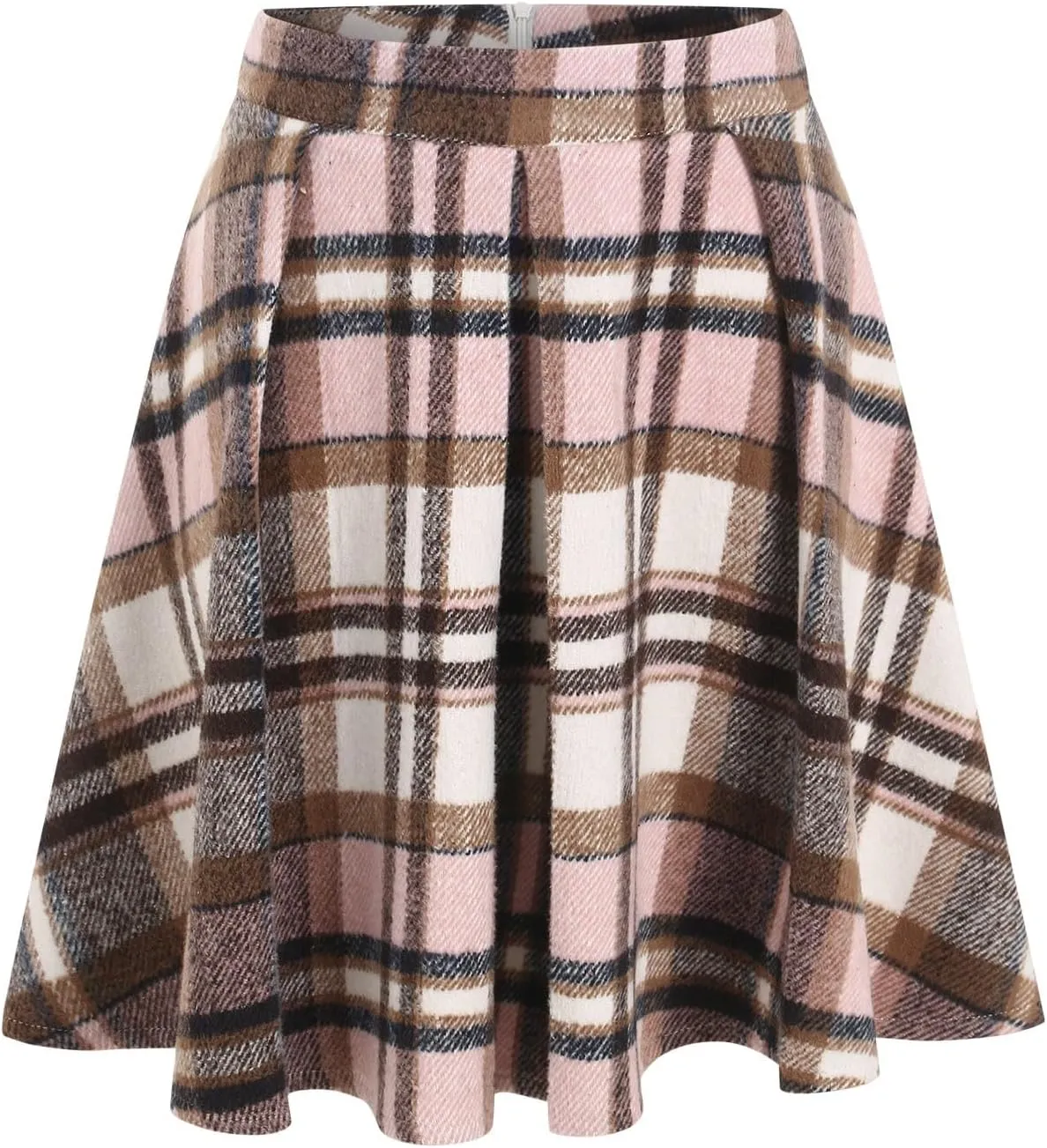Skirts for Women Trendy Plaid Y2K High Elastic Waist Flowy Ruffles Casual Pleated Short Skirts for Summer Streetwear