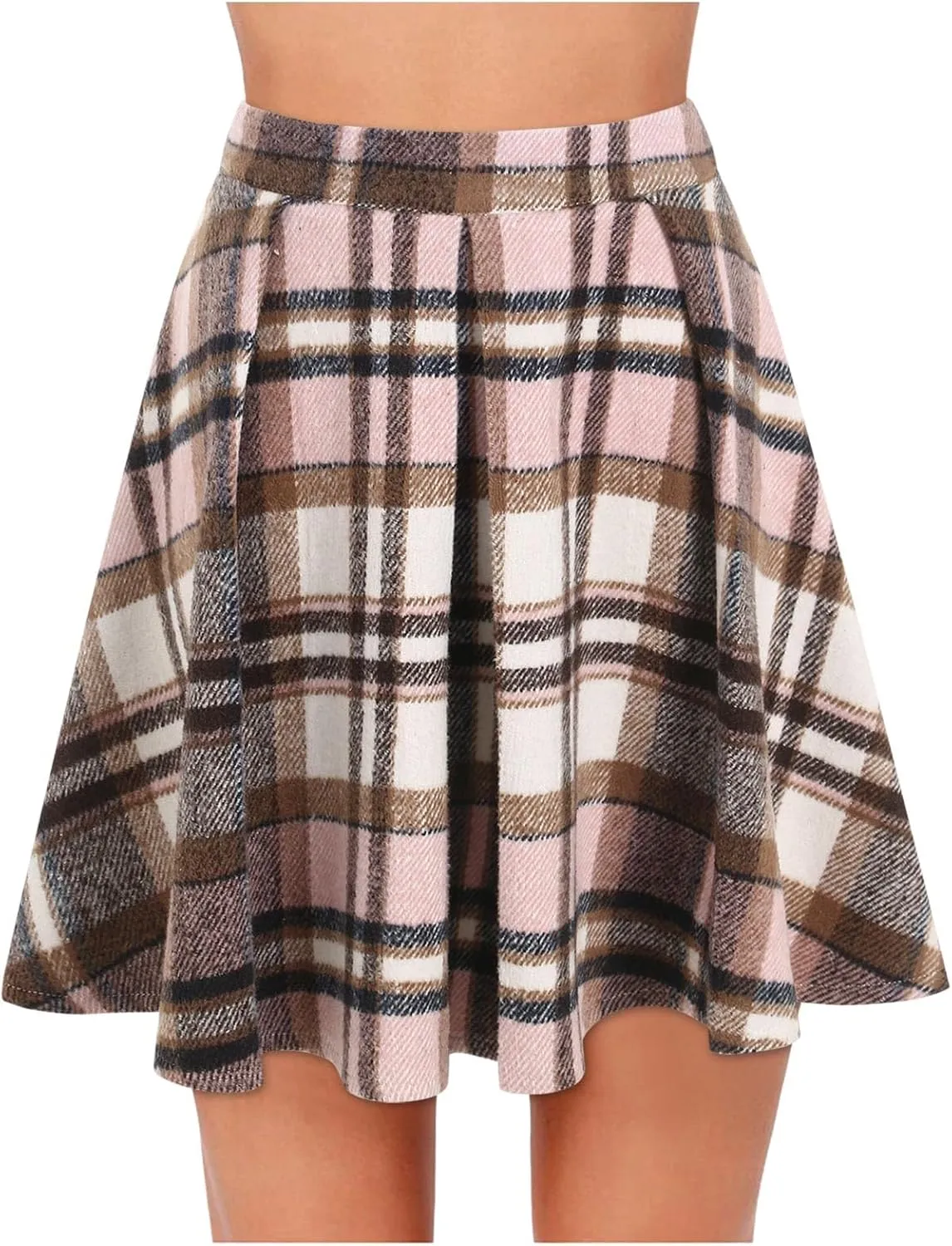 Skirts for Women Trendy Plaid Y2K High Elastic Waist Flowy Ruffles Casual Pleated Short Skirts for Summer Streetwear