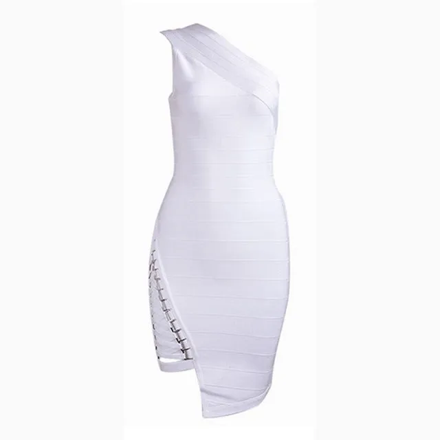 Sleeveless One-Shoulder Sequined Sexy Night Out Party Dress