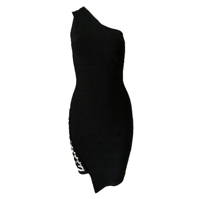 Sleeveless One-Shoulder Sequined Sexy Night Out Party Dress