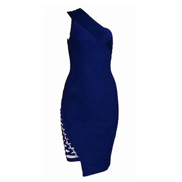 Sleeveless One-Shoulder Sequined Sexy Night Out Party Dress