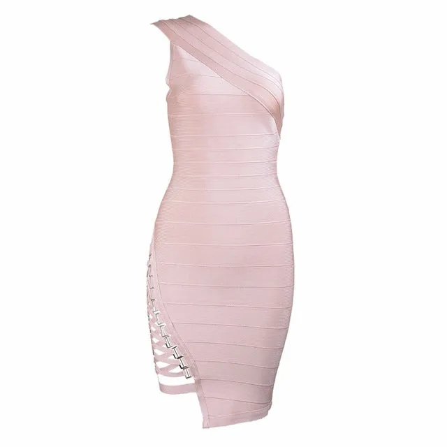 Sleeveless One-Shoulder Sequined Sexy Night Out Party Dress