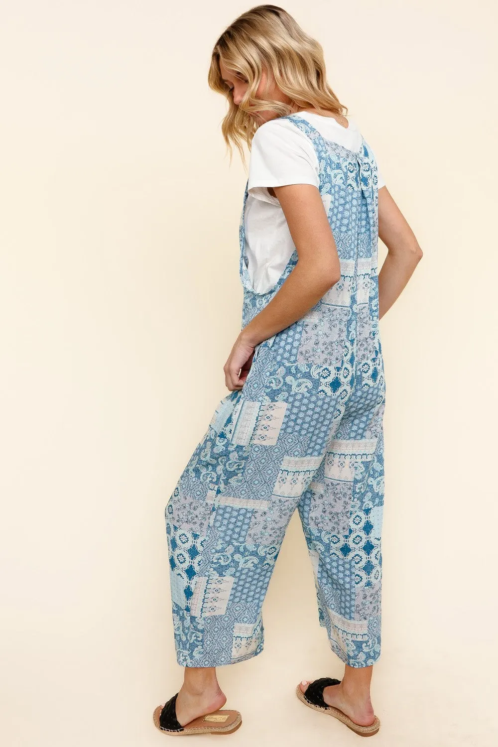 SLEEVELESS PATCHWORK  JUMPSUIT