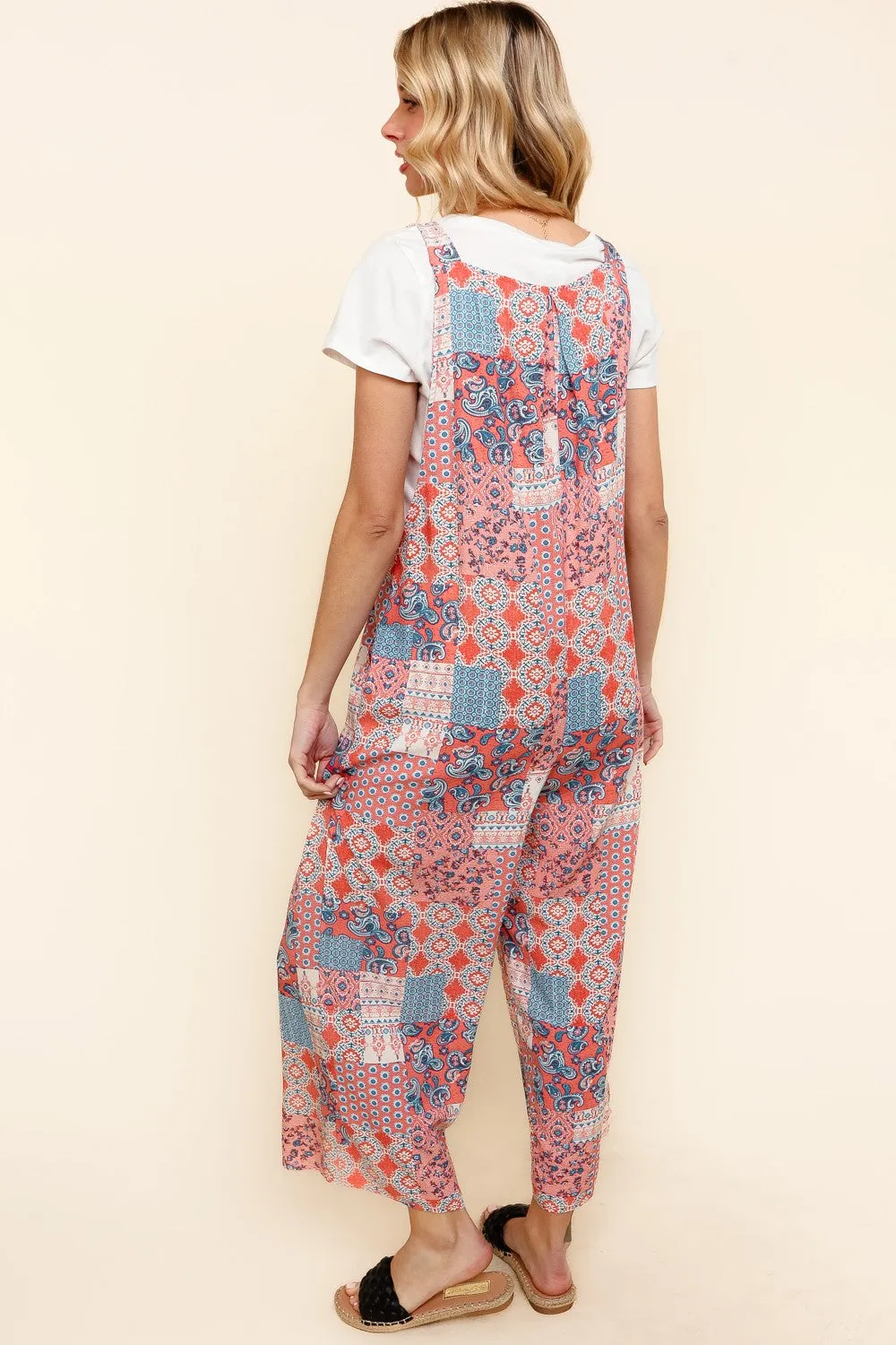 SLEEVELESS PATCHWORK  JUMPSUIT