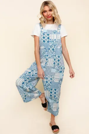 SLEEVELESS PATCHWORK  JUMPSUIT