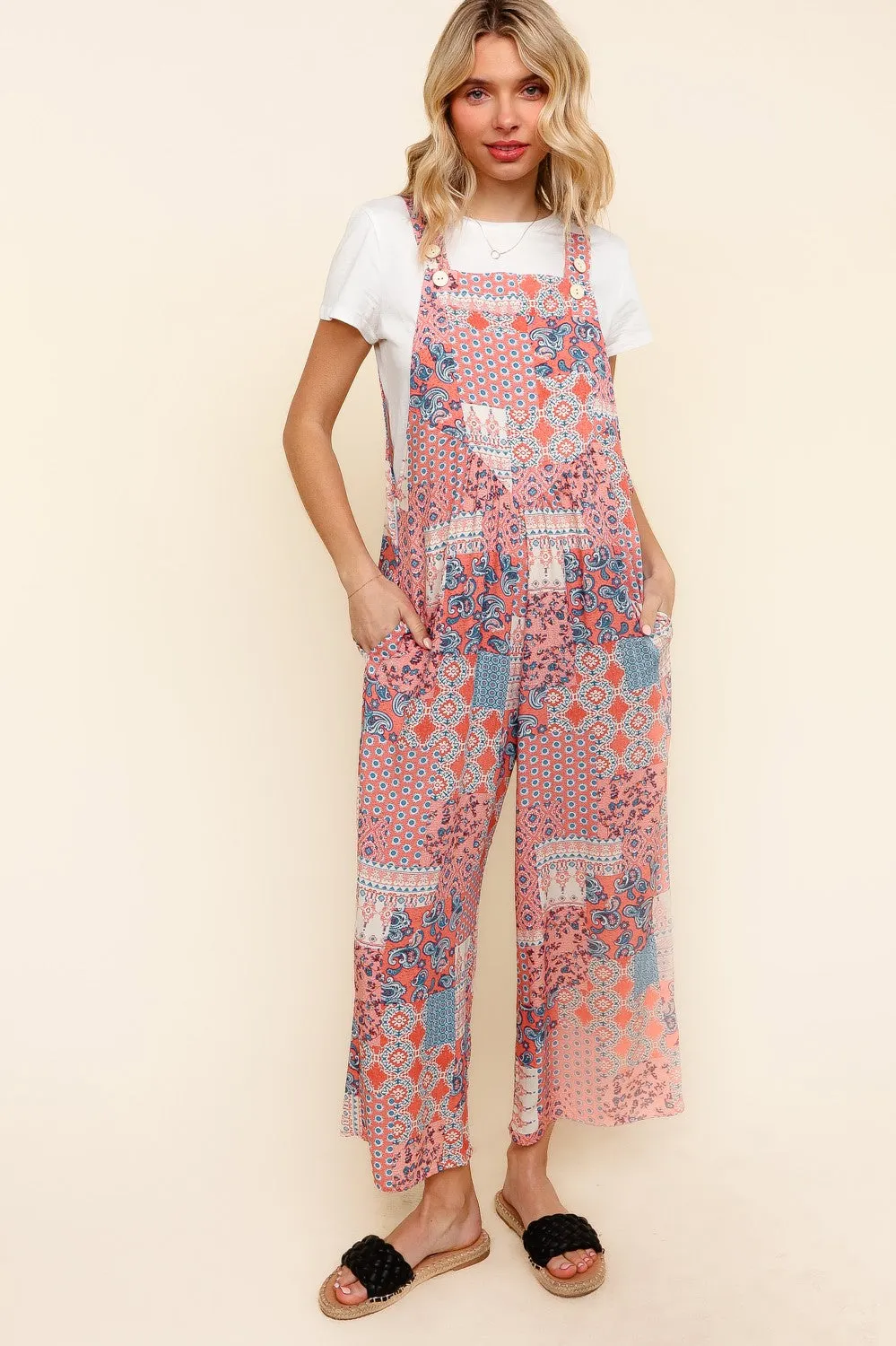 SLEEVELESS PATCHWORK  JUMPSUIT