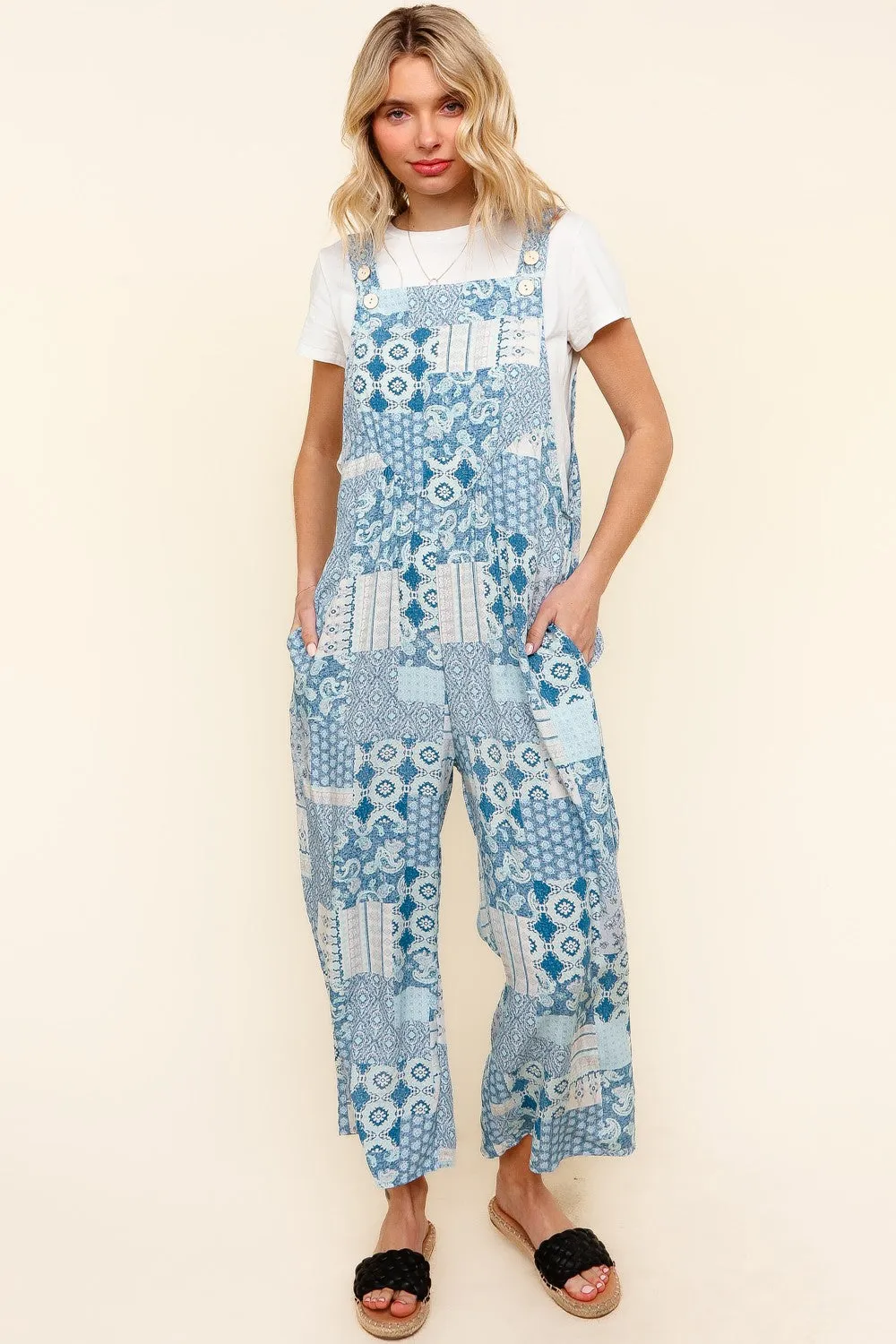 SLEEVELESS PATCHWORK  JUMPSUIT