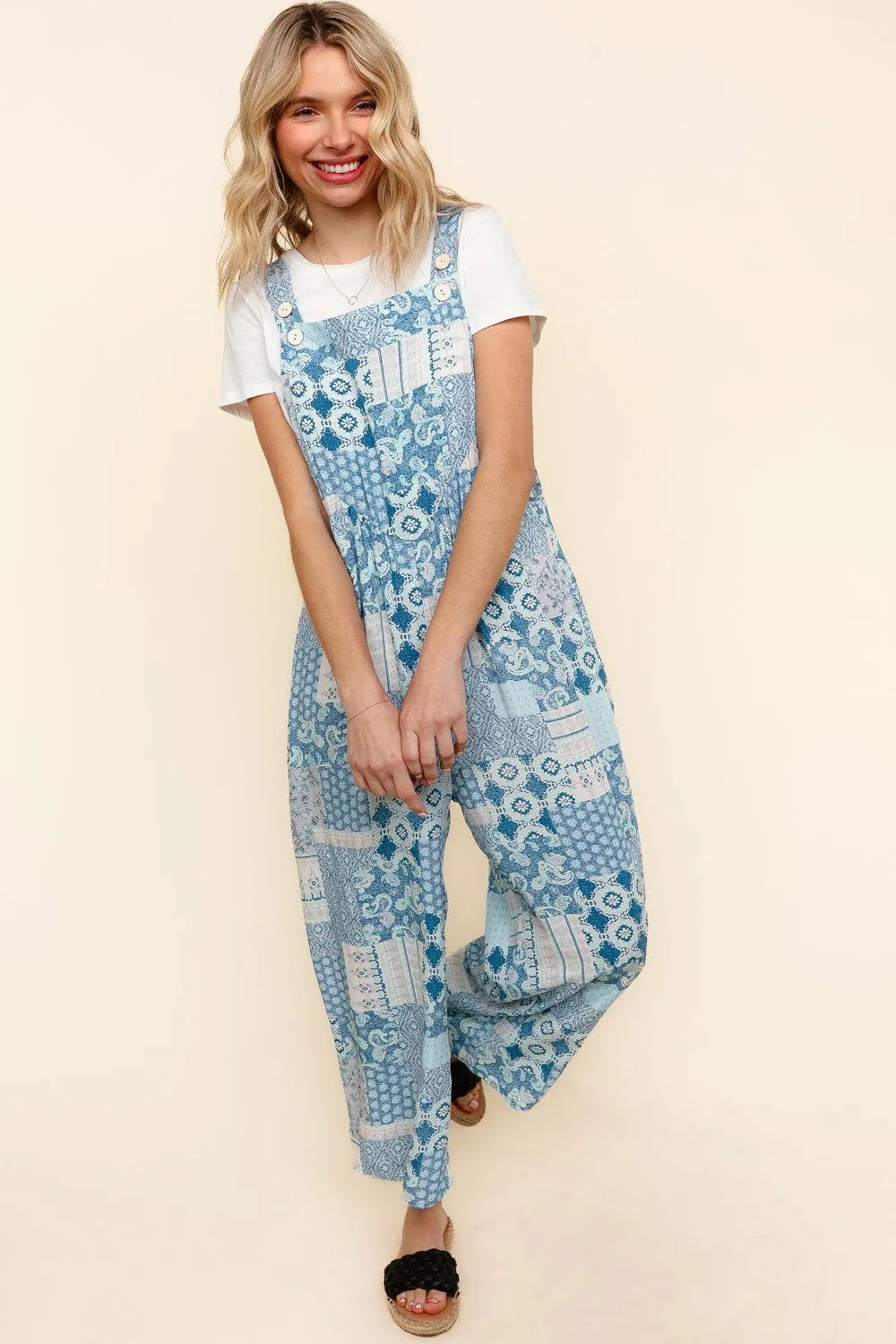 SLEEVELESS PATCHWORK  JUMPSUIT