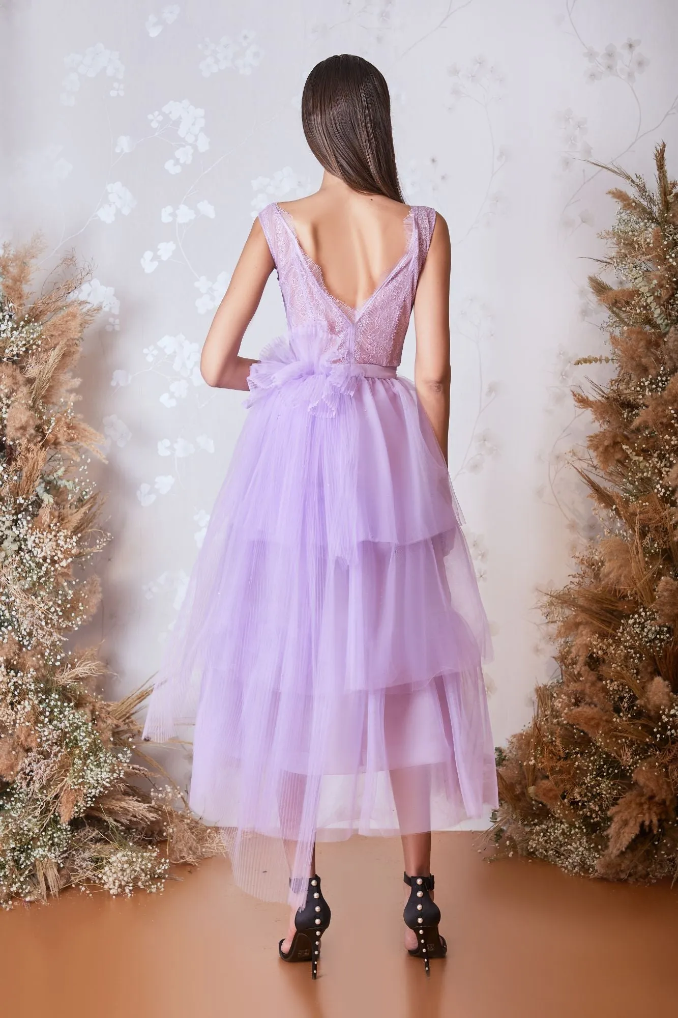 Sleeveless Tulle Ruffled Short Dress