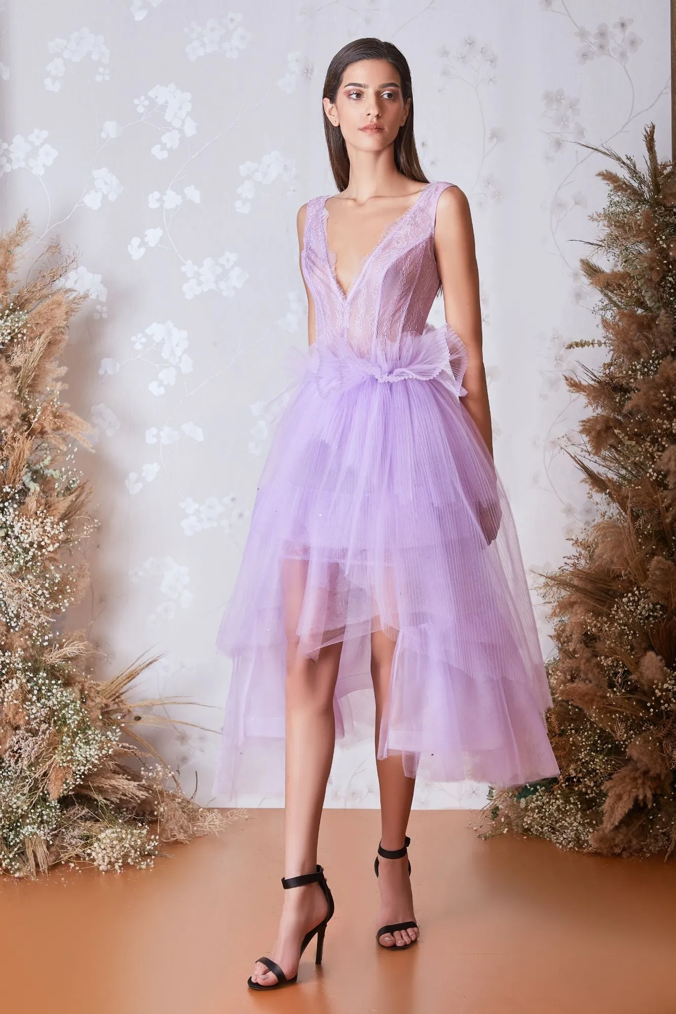 Sleeveless Tulle Ruffled Short Dress