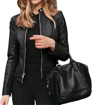 Slim Fit Faux Leather Jacket Women Classic Moto Biker Pu Leater Jacket Spring Autumn Basic Zipper Coat Outerwear