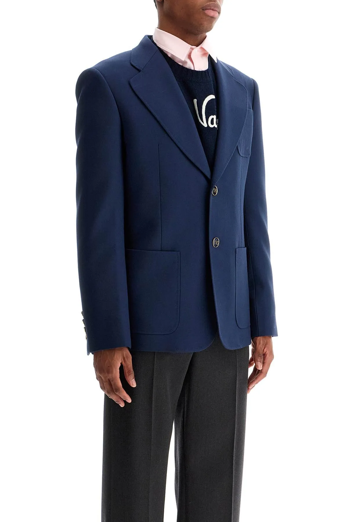 slim fit wool gabardine jacket 6V3CEG959EB INDACO