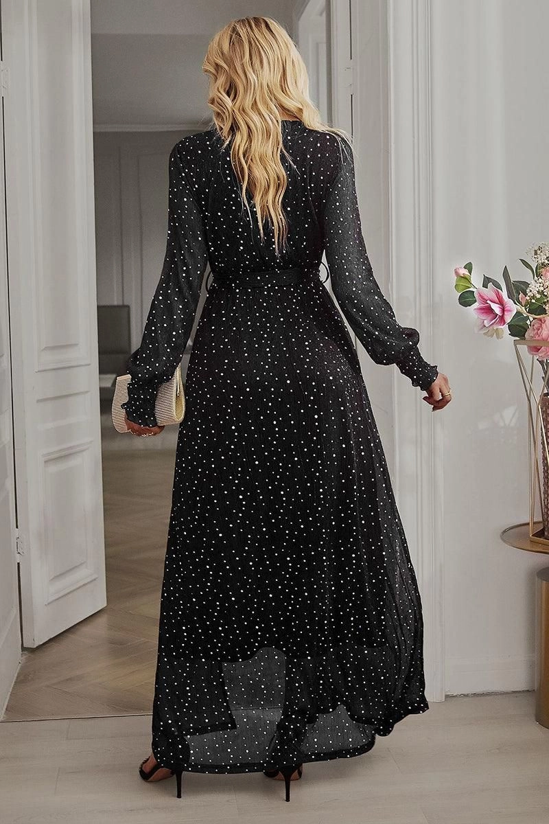 SLIT DRESS WITH SEQUIN