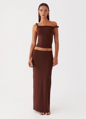 Solace Soul Twist Shoulder Top - Chocolate Solace Soul Twist Shoulder Top - Chocolate