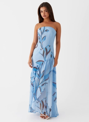 Solaris Strapless Maxi Dress - Blue Floral Solaris Strapless Maxi Dress - Blue Floral