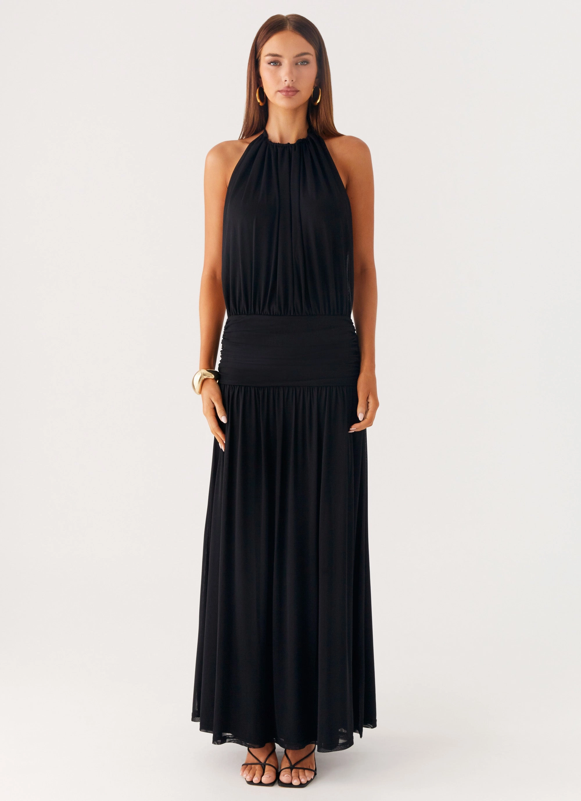 Solena Halter Neck Maxi Dress - Black
