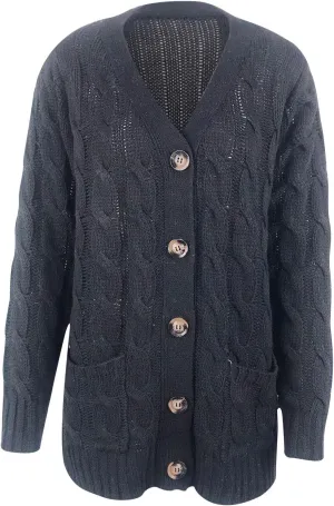Solid Color Knit Cardigan Sweaters for Women Fall Winter Long Sleeve Cardigans Button Plus Size Sweater Coat