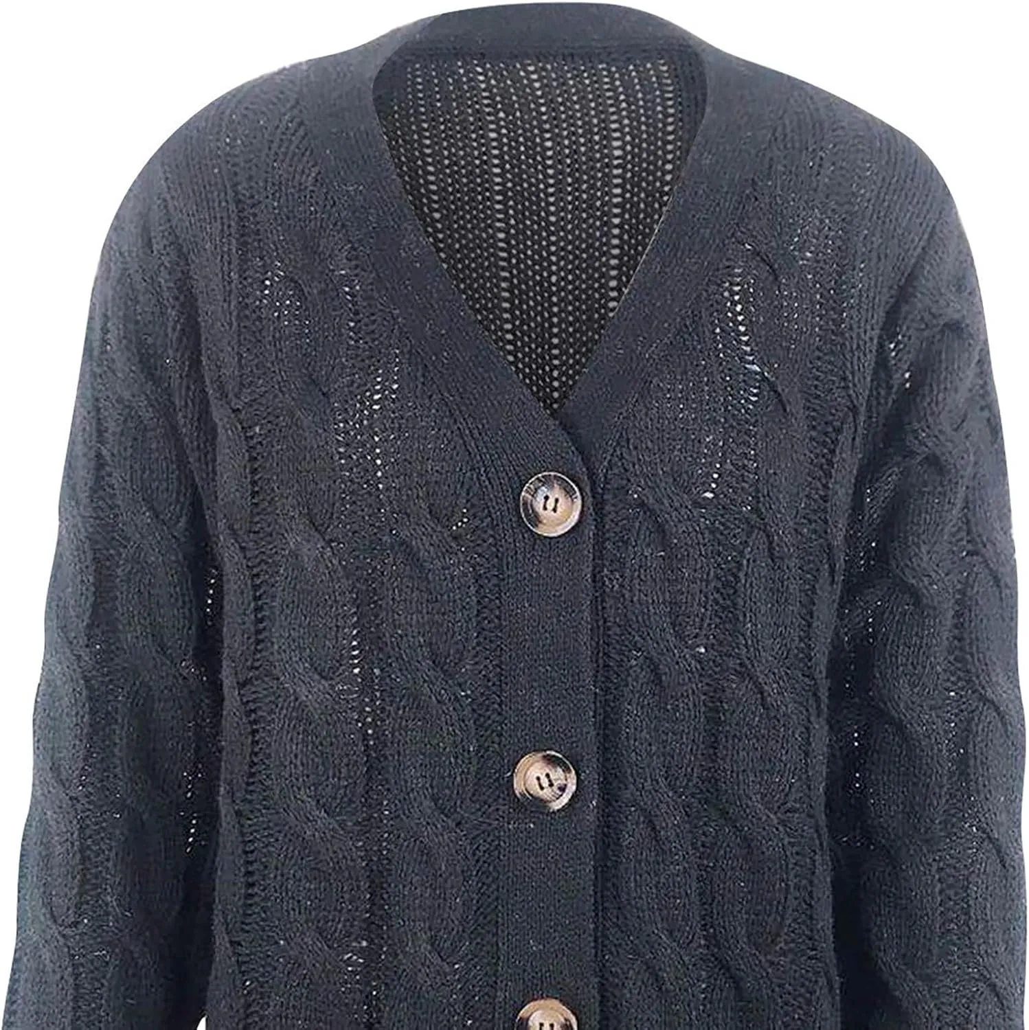 Solid Color Knit Cardigan Sweaters for Women Fall Winter Long Sleeve Cardigans Button Plus Size Sweater Coat