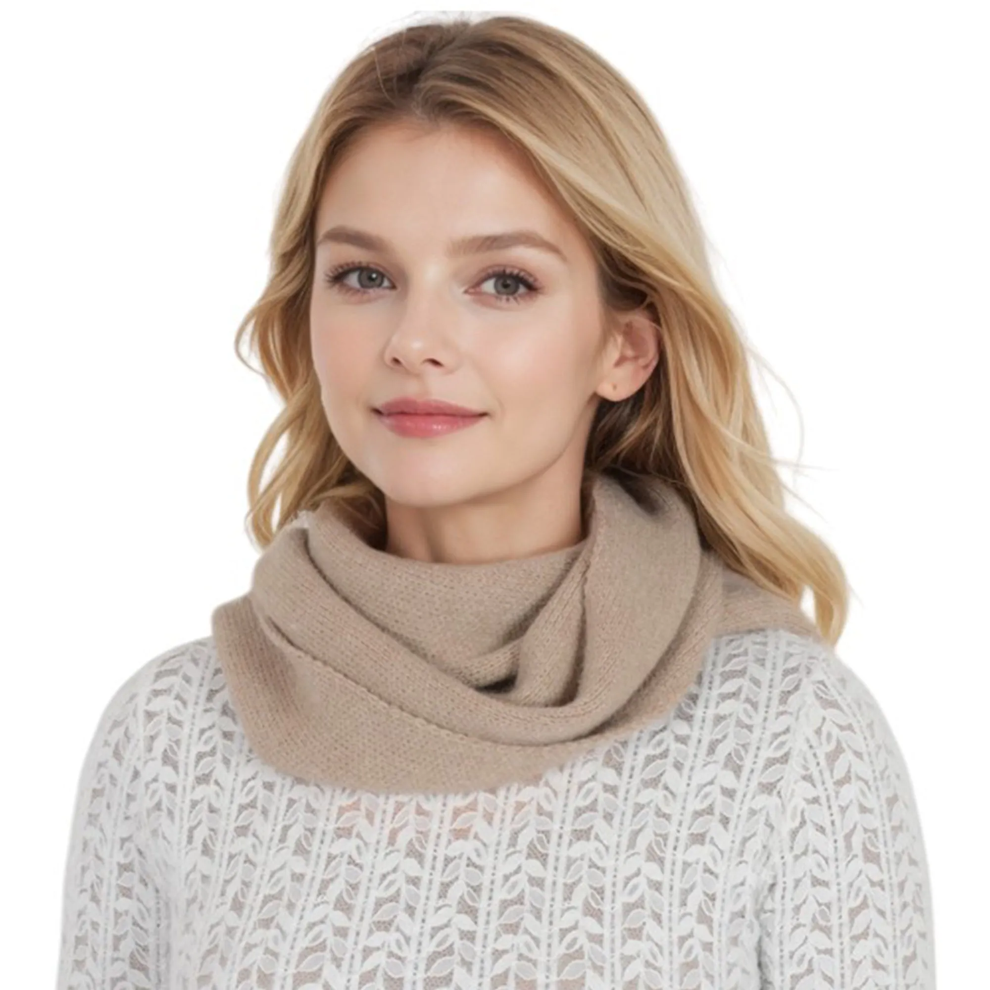 Solid Color Knitted Scarf Winter Neck Warm Wrap Stylish Cold Weather Accessory for Women