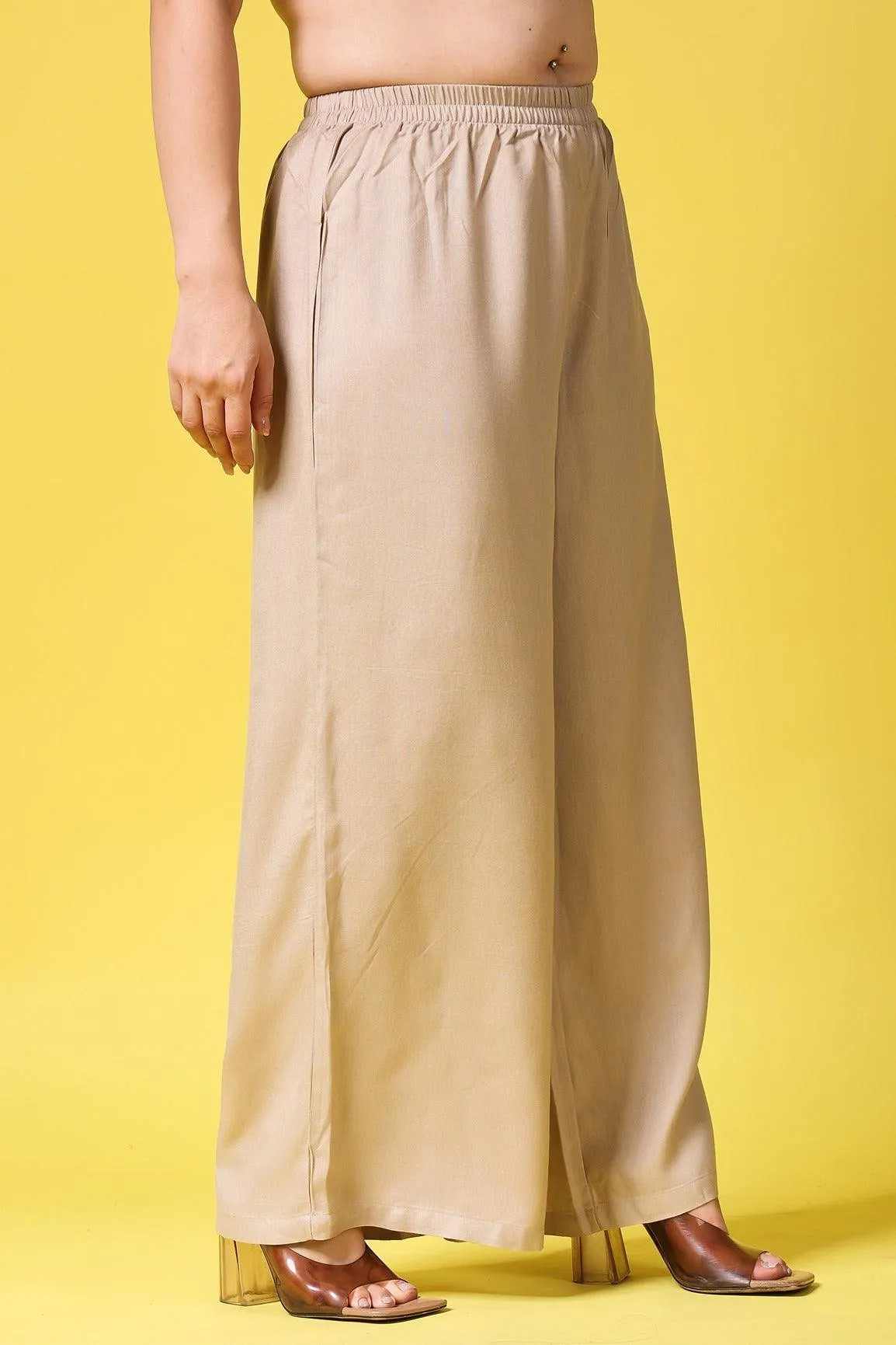Solid Wide Legged Rayon Palazzo