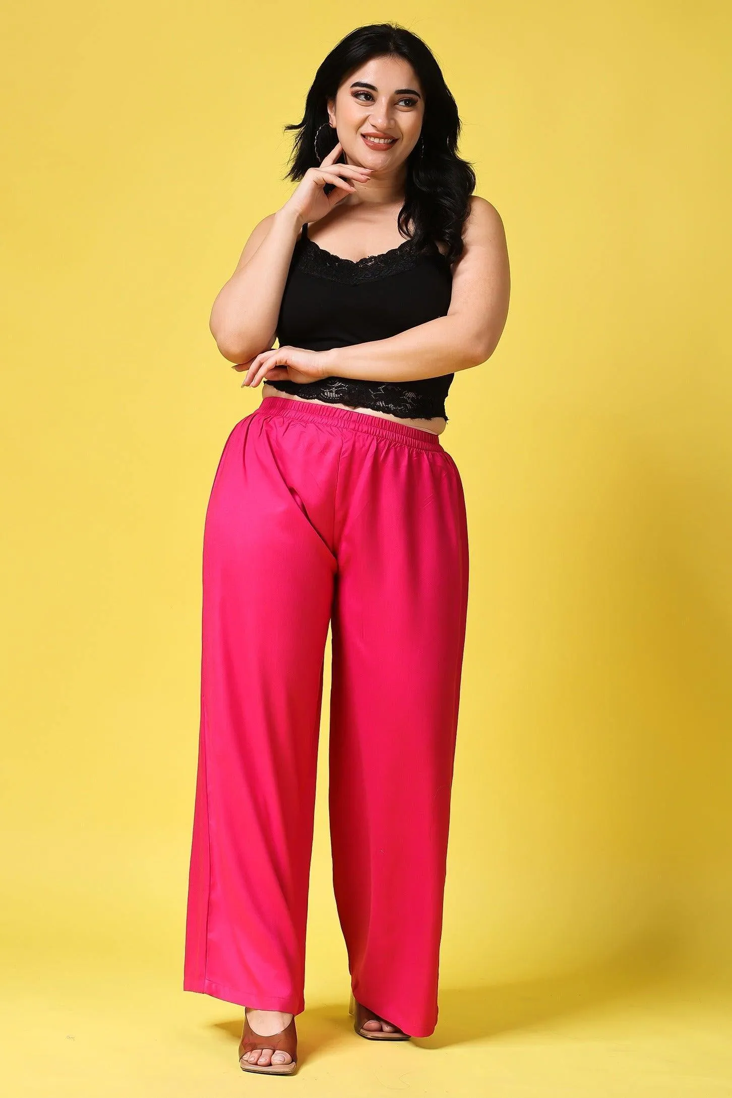 Solid Wide Legged Rayon Palazzo