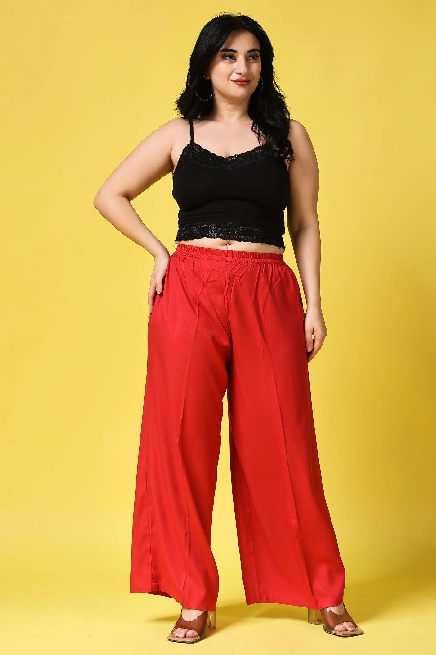 Solid Wide Legged Rayon Palazzo