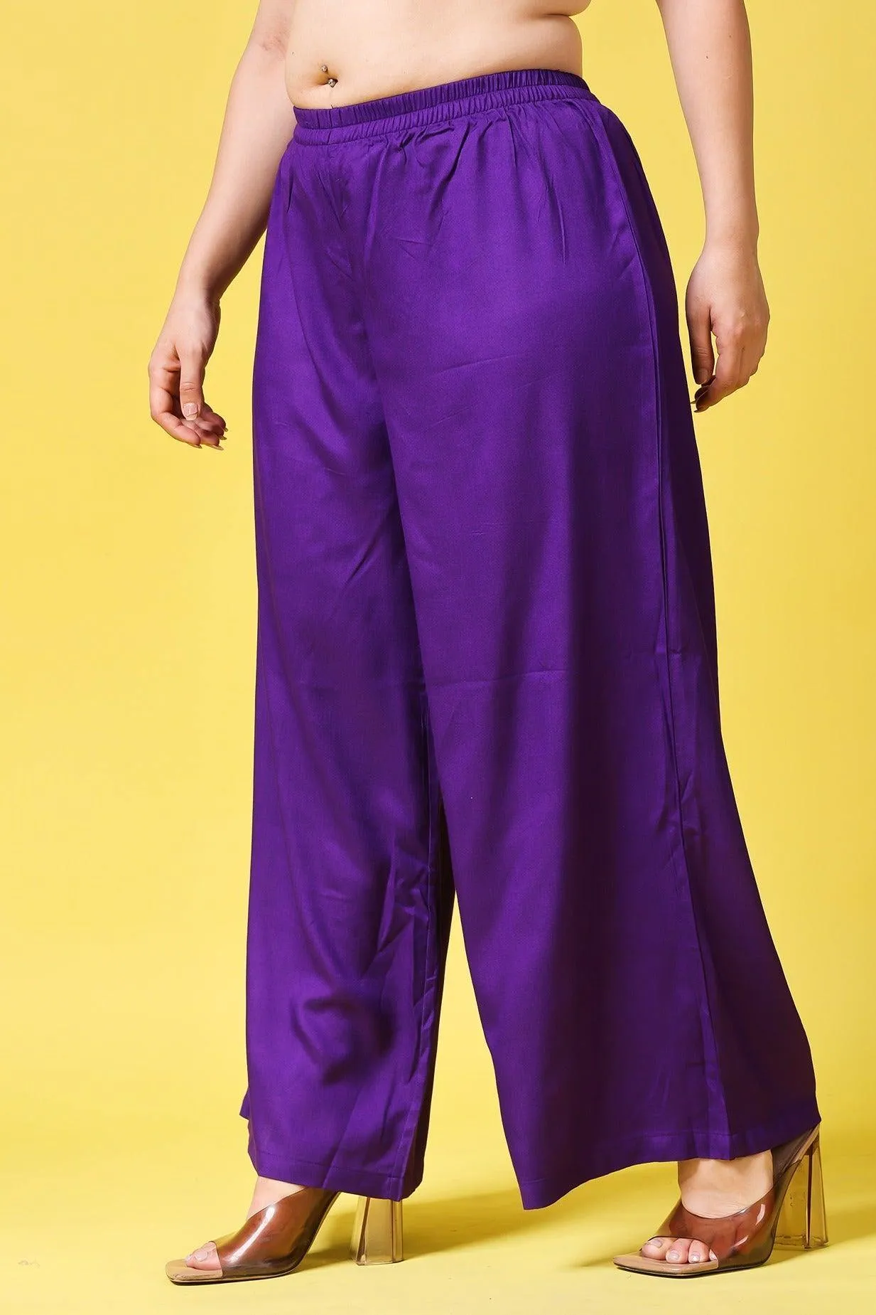 Solid Wide Legged Rayon Palazzo