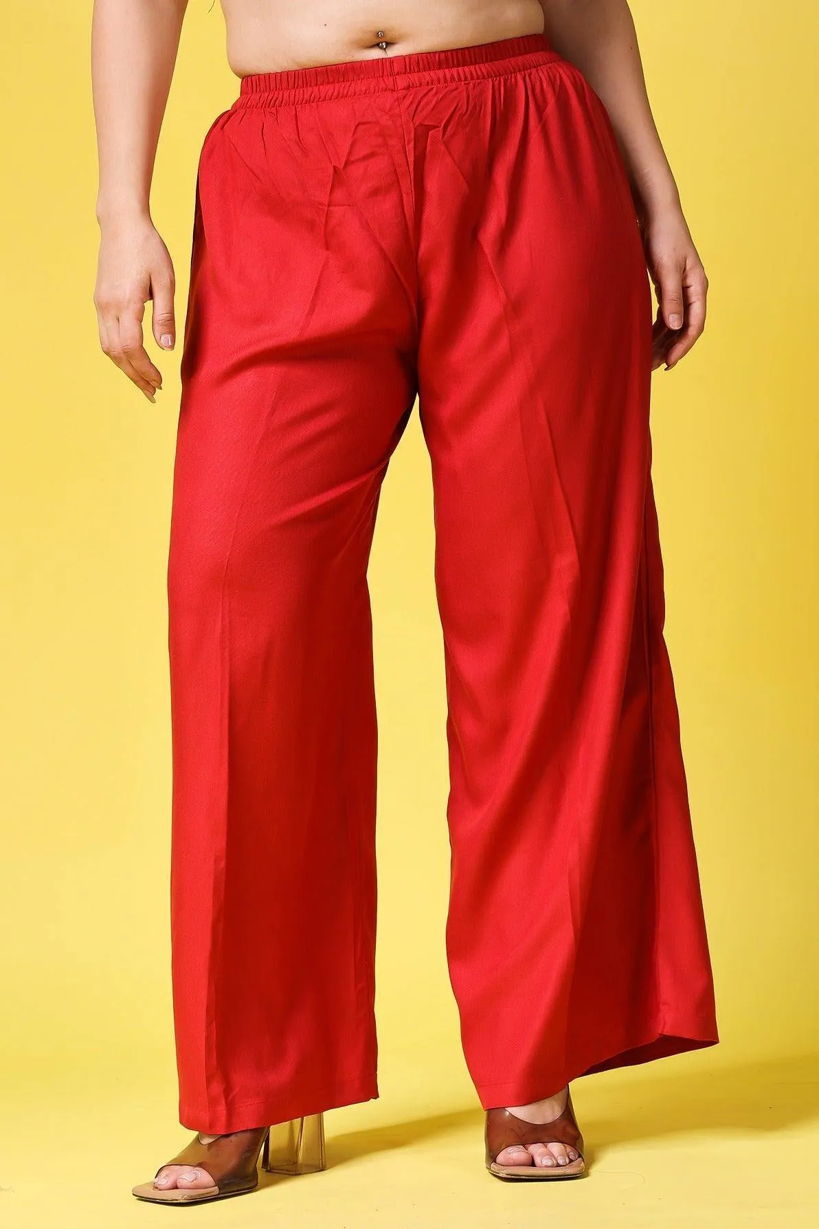 Solid Wide Legged Rayon Palazzo