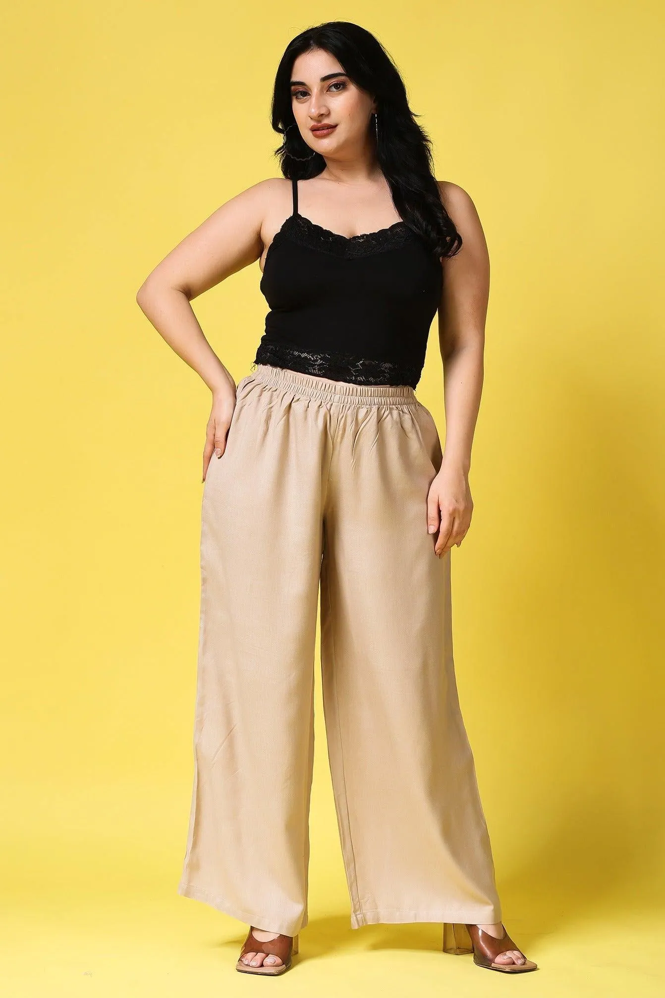 Solid Wide Legged Rayon Palazzo