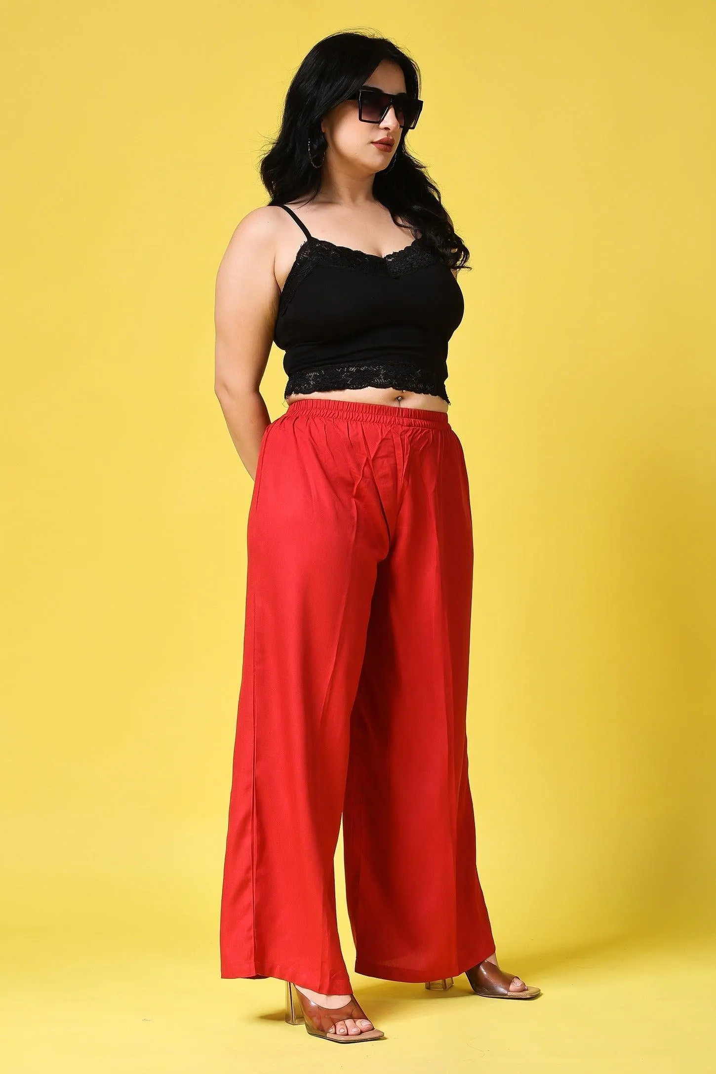 Solid Wide Legged Rayon Palazzo