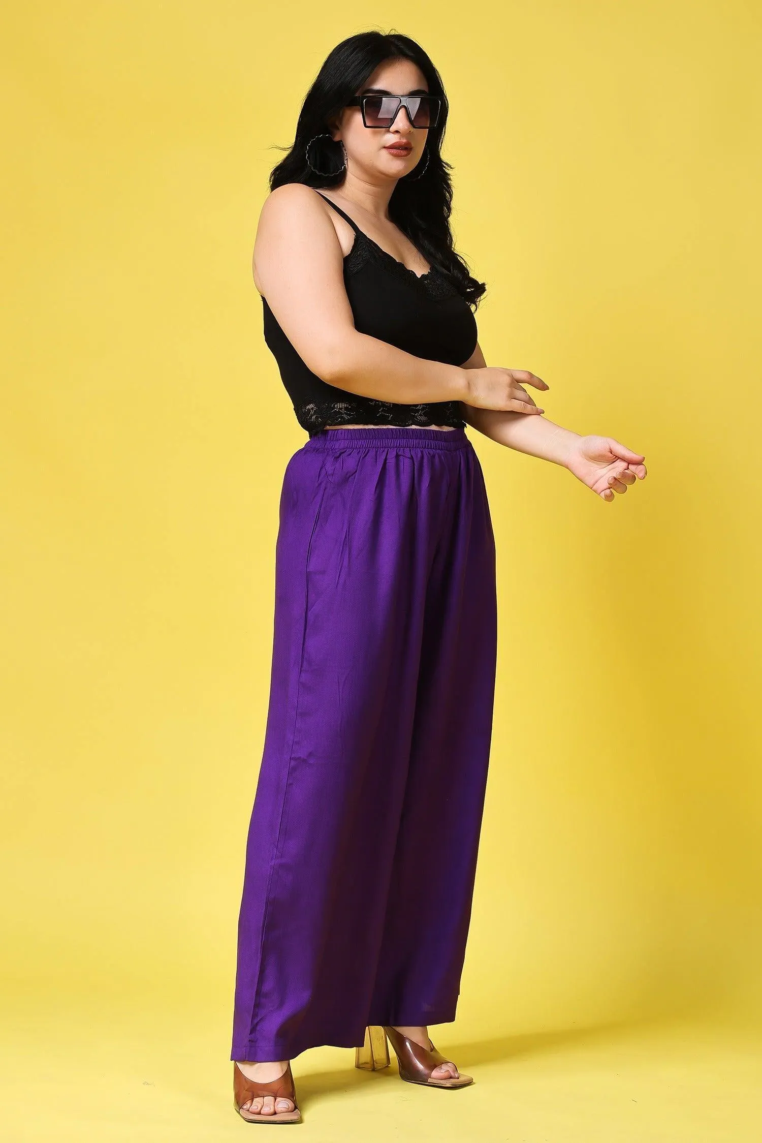 Solid Wide Legged Rayon Palazzo