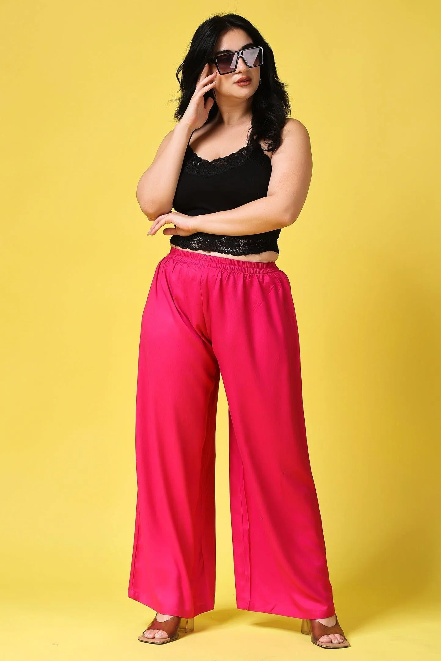 Solid Wide Legged Rayon Palazzo