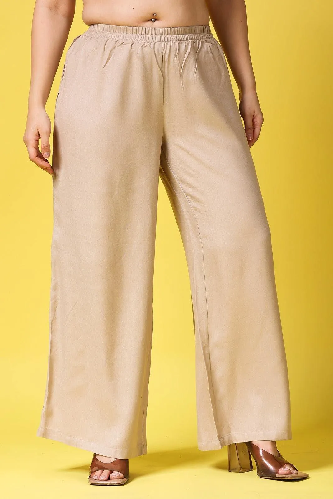 Solid Wide Legged Rayon Palazzo